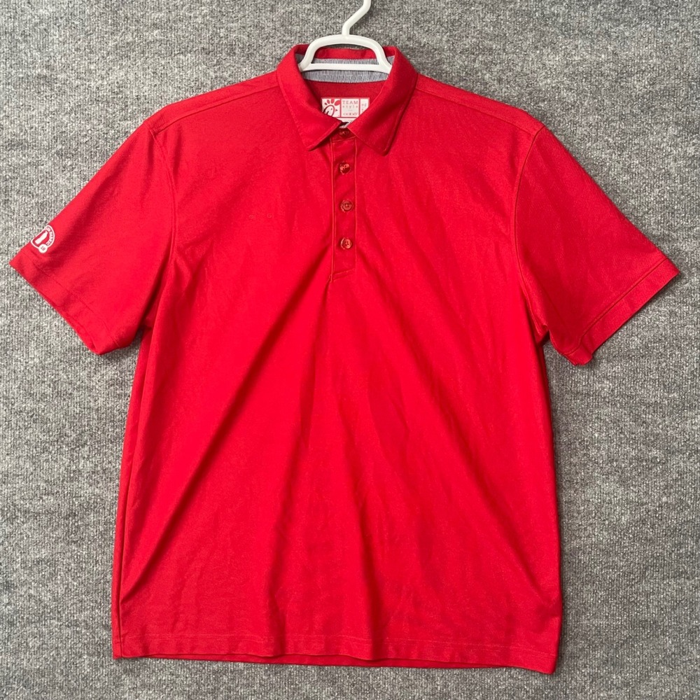 Chick-Fil-A Team Style Uniform Work Polo Shirt Oobe Mens Large Red Short Sleeve